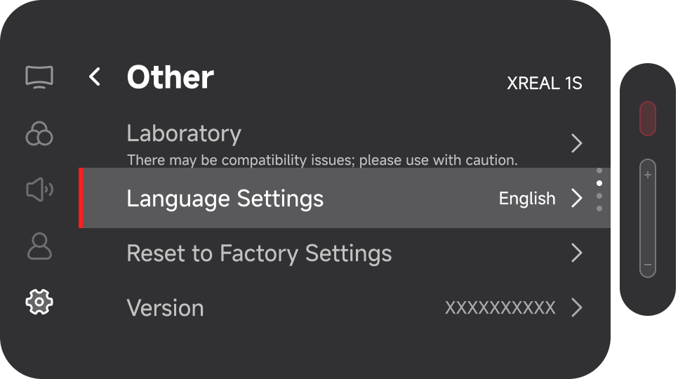 1S Language Settings