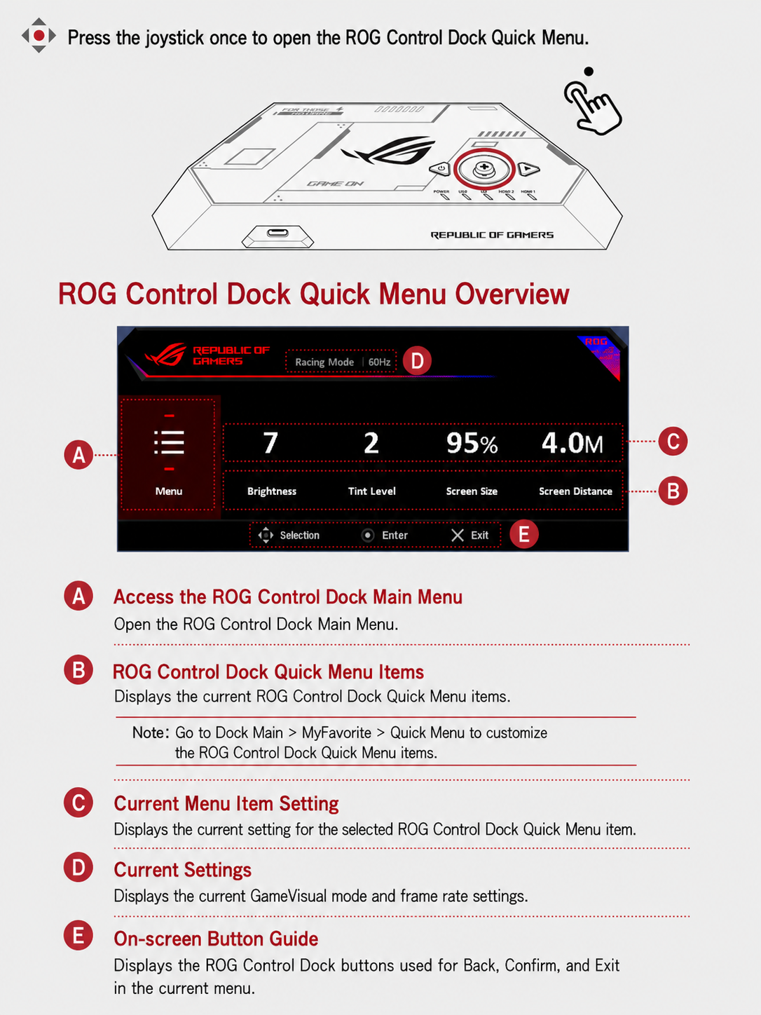 ROG Control Dock - Quick Menu