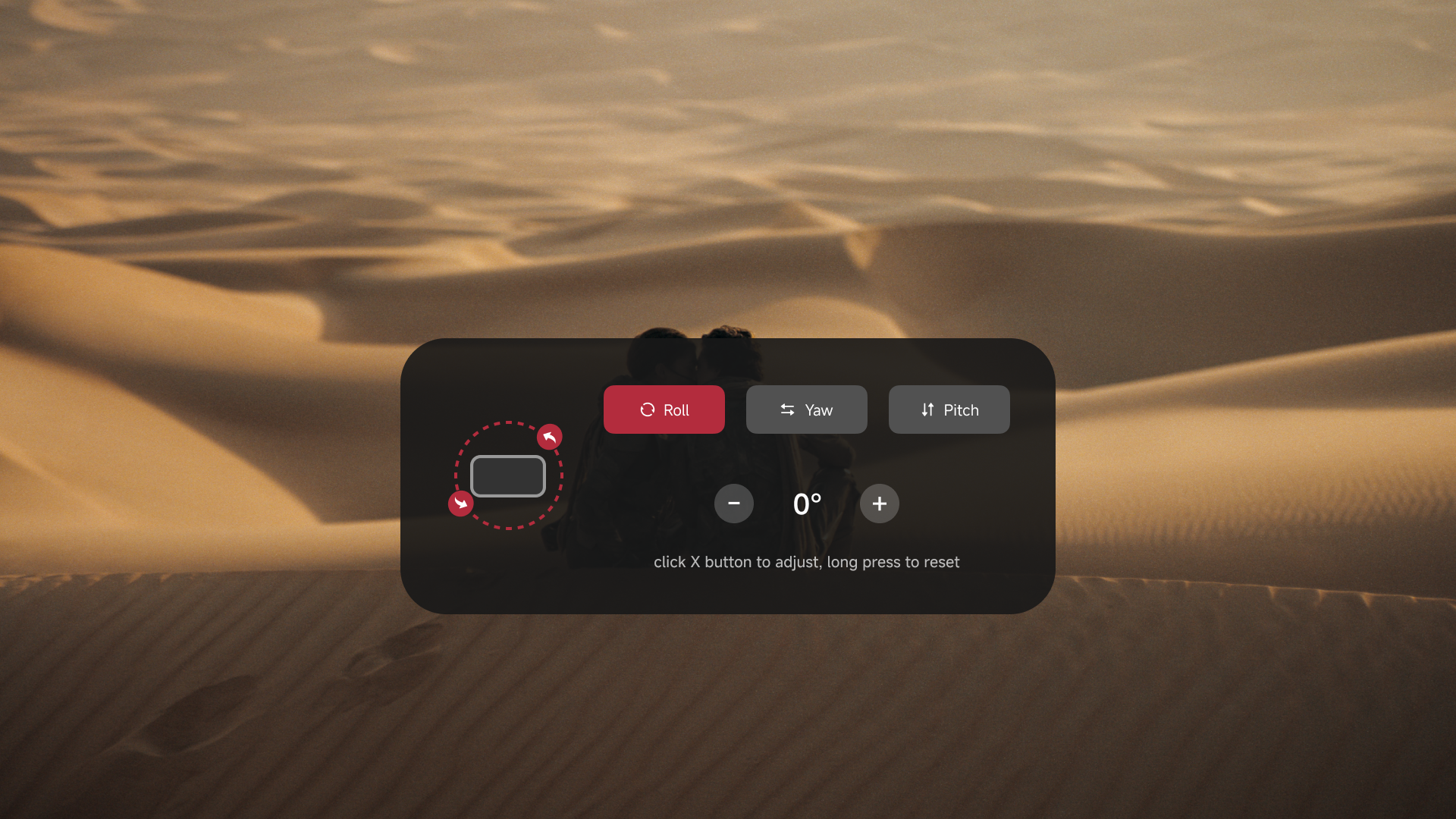 Screen Leveling adjustment panel with Roll, Yaw, Pitch, and angle controls.